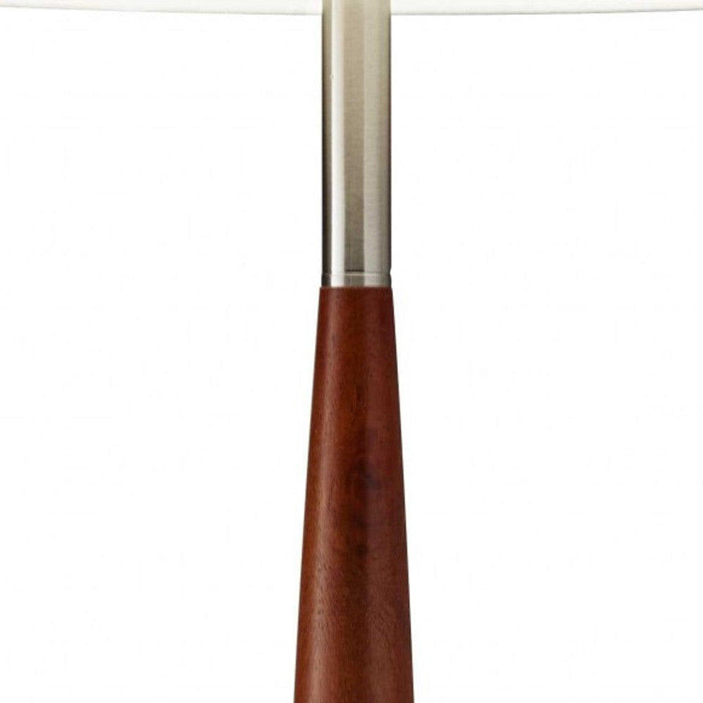 HomeRoots 61" Solid Wood Traditional Shaped Floor Lamp With White Drum Shade and Brown Finish