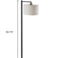 HomeRoots 61" Swing Arm Floor Lamp With White Drum Shade and Black Finish