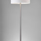 HomeRoots 61" Two Light Traditional Shaped Floor Lamp With White Drum Shade and Brushed Silver Finish