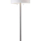 HomeRoots 61" Two Light Traditional Shaped Floor Lamp With White Drum Shade and Brushed Silver Finish