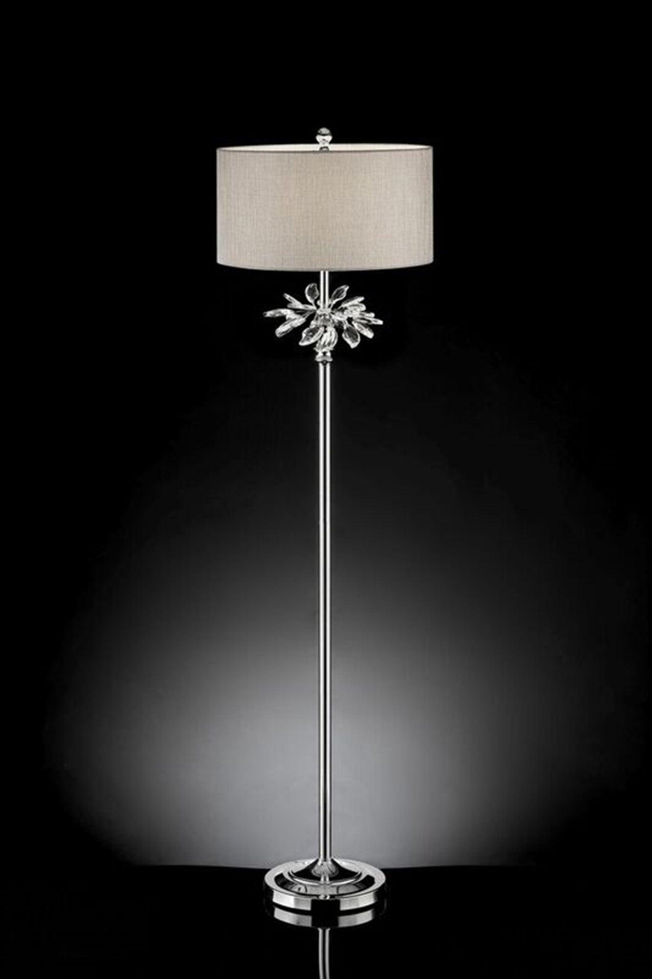 HomeRoots 62" Chrome Traditional Shaped Floor Lamp With Silver Drum Shade