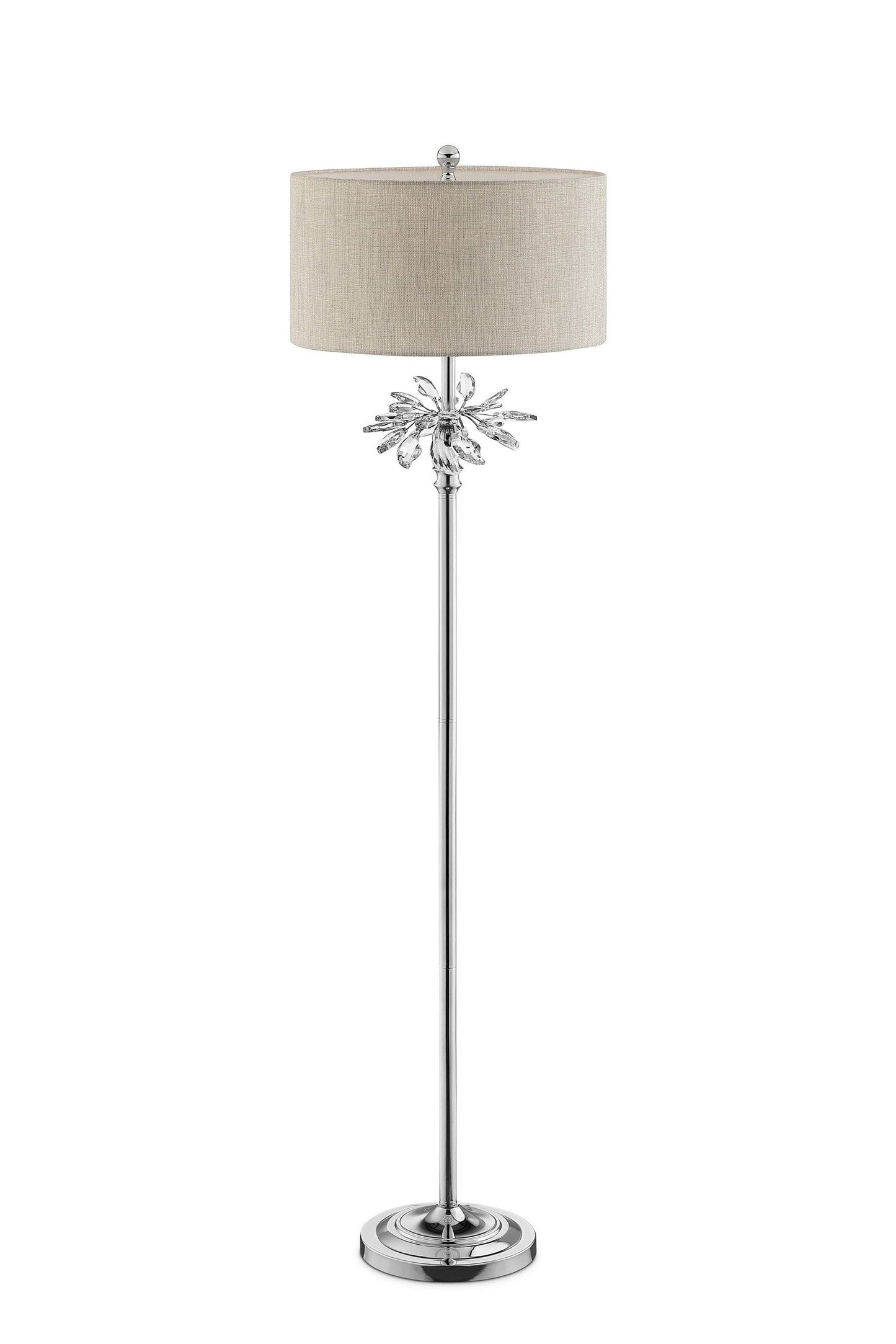 HomeRoots 62" Chrome Traditional Shaped Floor Lamp With Silver Drum Shade