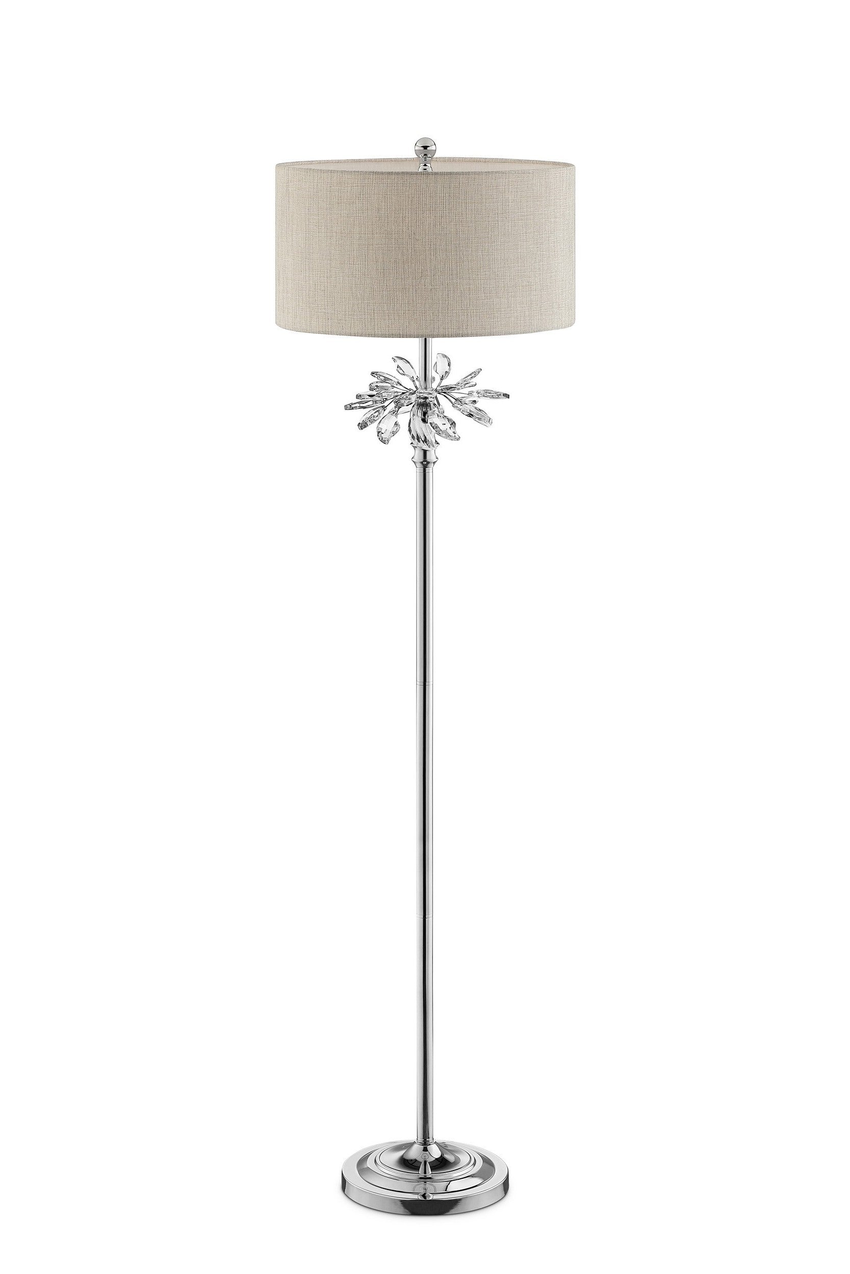 HomeRoots 62" Chrome Traditional Shaped Floor Lamp With Silver Drum Shade