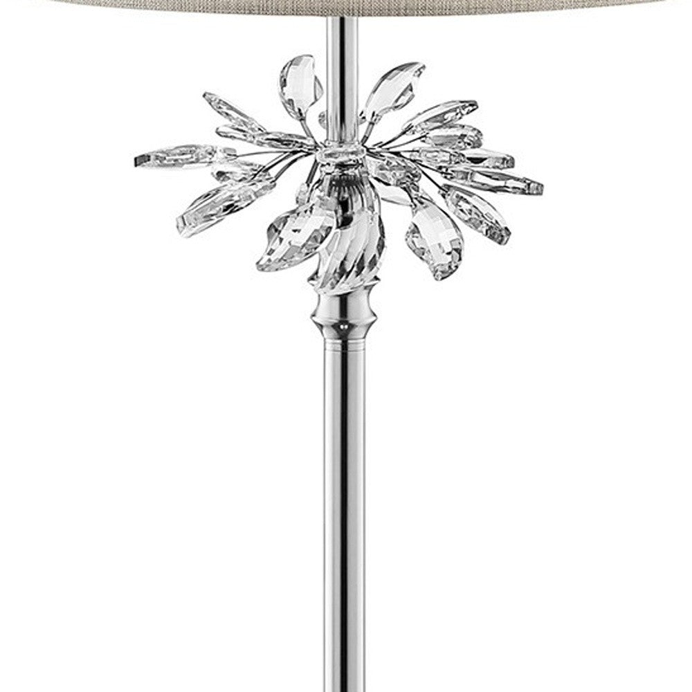 HomeRoots 62" Chrome Traditional Shaped Floor Lamp With Silver Drum Shade
