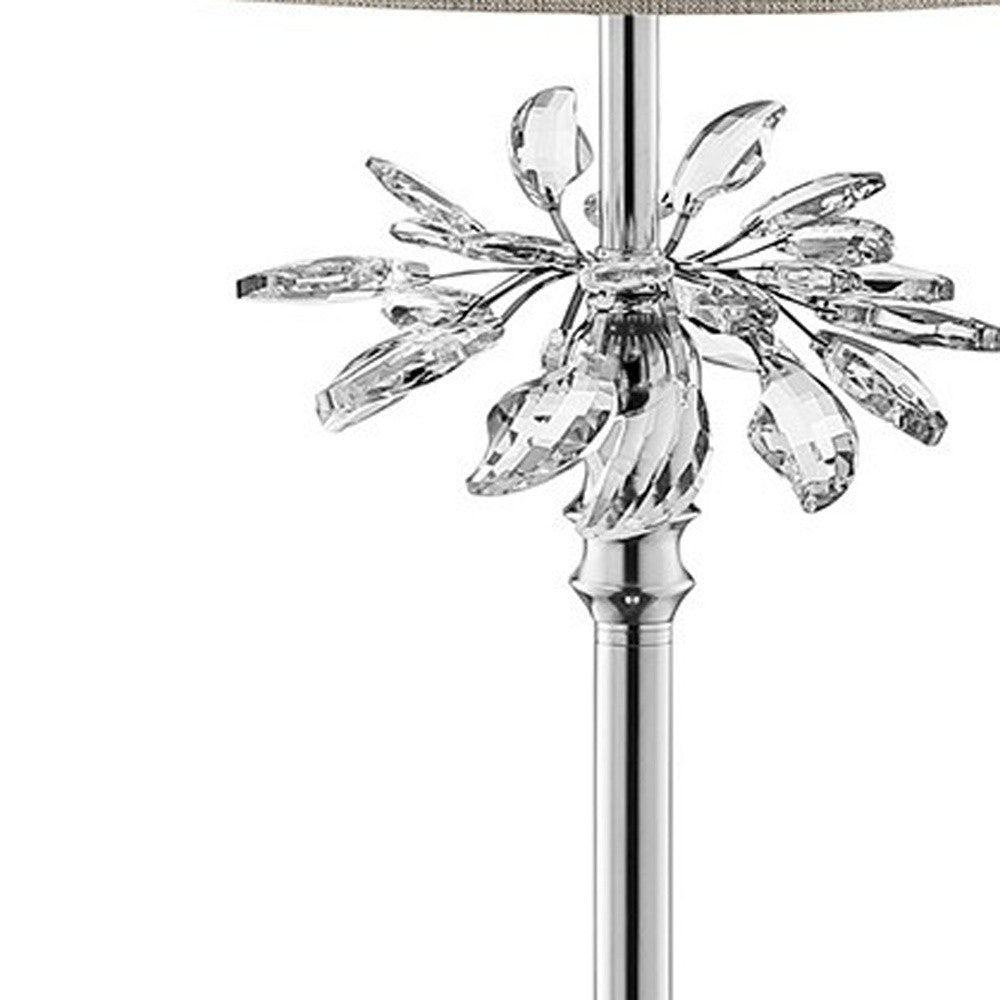 HomeRoots 62" Chrome Traditional Shaped Floor Lamp With Silver Drum Shade