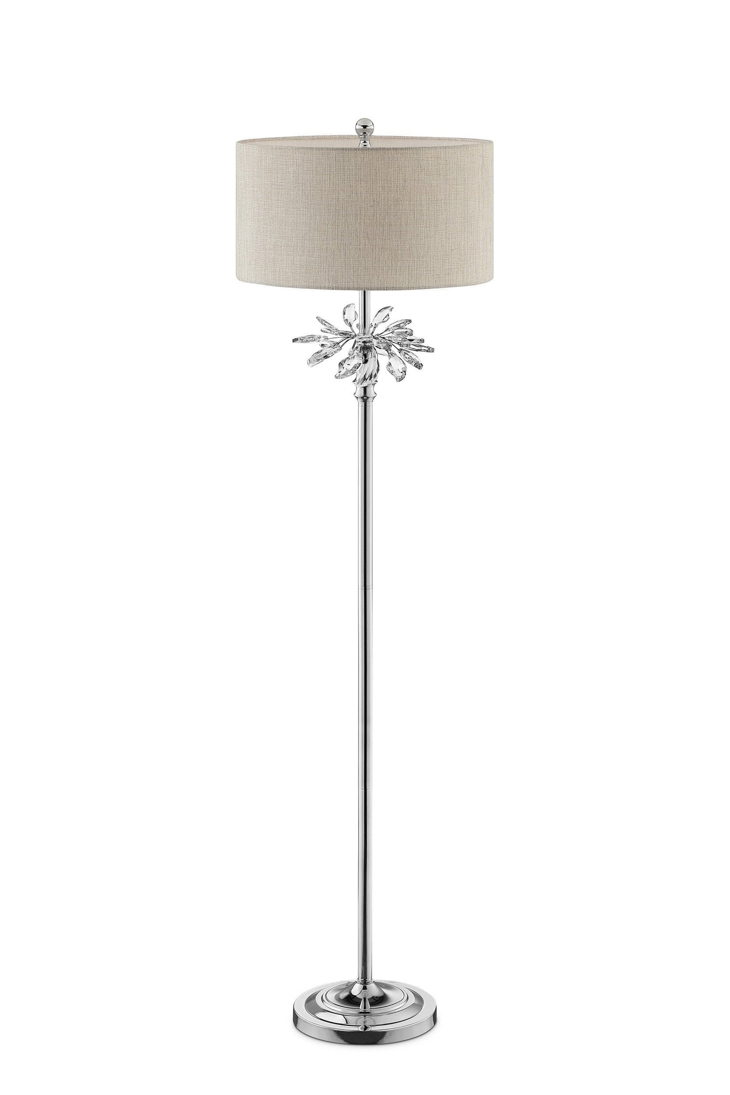HomeRoots 62" Chrome Traditional Shaped Floor Lamp With Silver Drum Shade