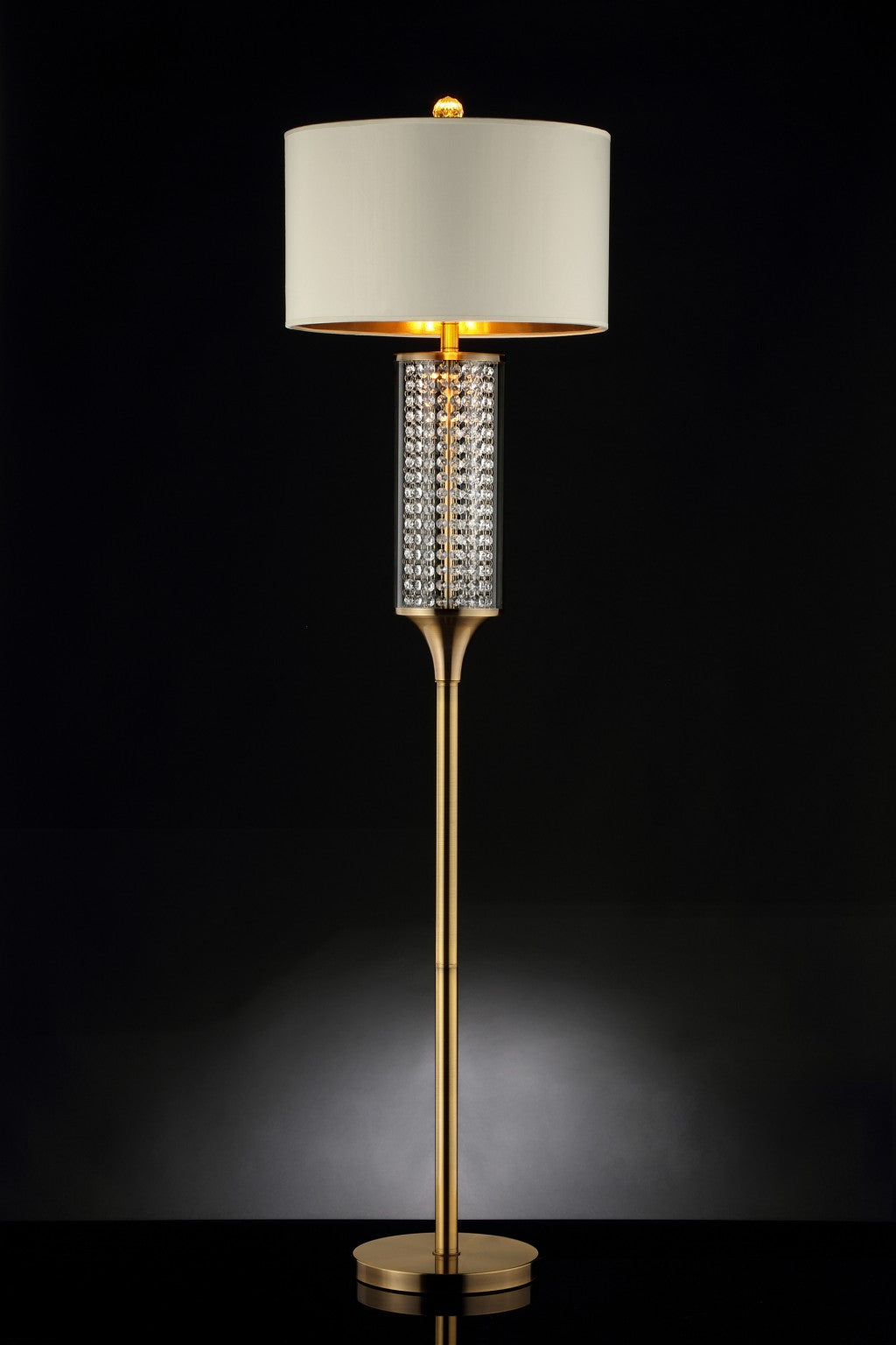 HomeRoots 62" Column Floor Lamp With Off-White Drum Shade in Gold Finish