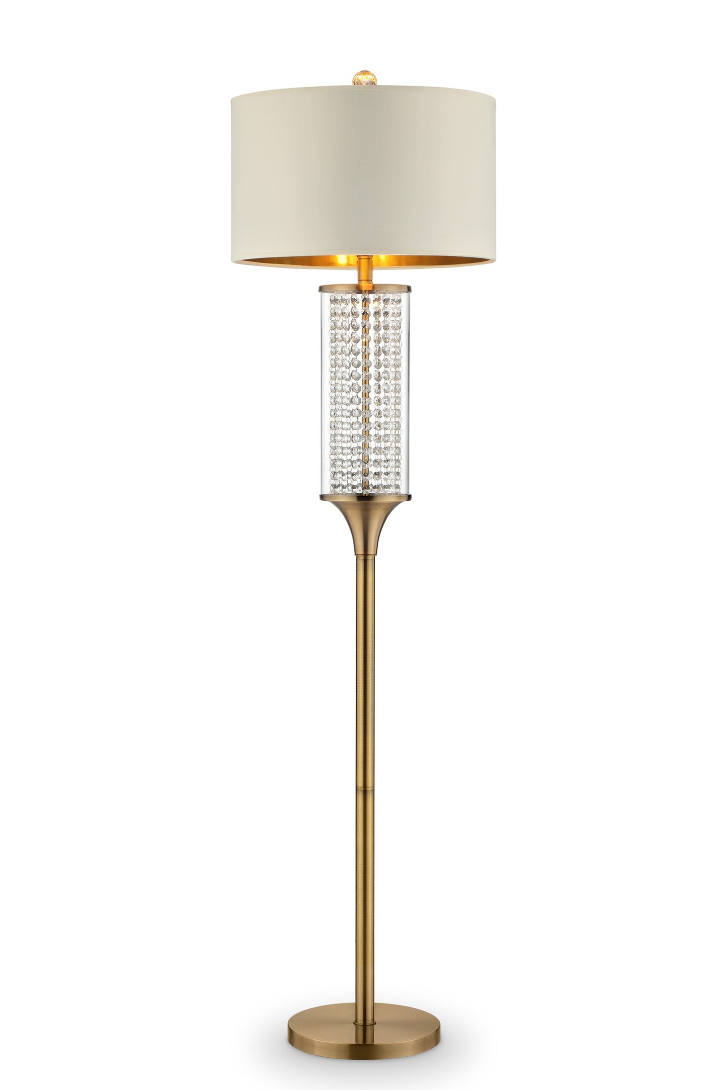 HomeRoots 62" Column Floor Lamp With Off-White Drum Shade in Gold Finish