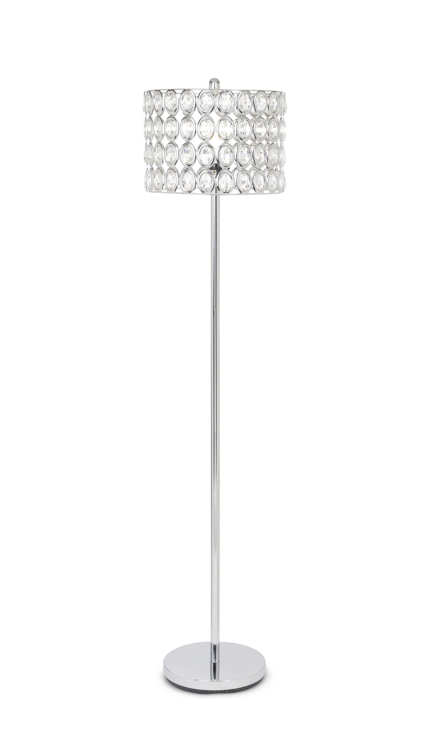 HomeRoots 62" Round Shade Crystal Glam Floor Lamp With Silver Finish
