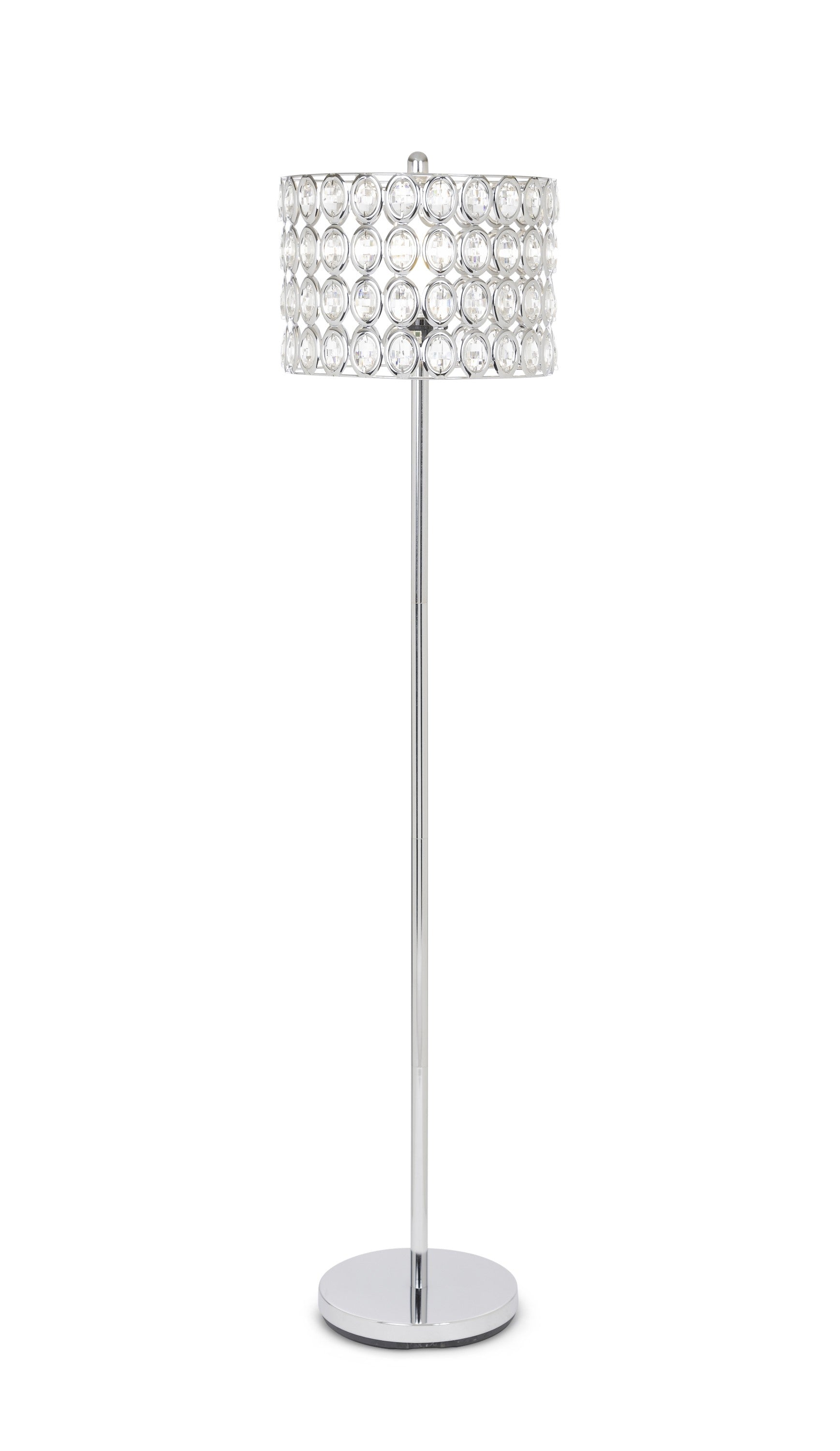 HomeRoots 62" Round Shade Crystal Glam Floor Lamp With Silver Finish