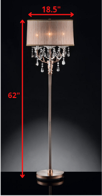 HomeRoots 62" Steel Three Light Candelabra Floor Lamp With Silvery Pink Drum Shade