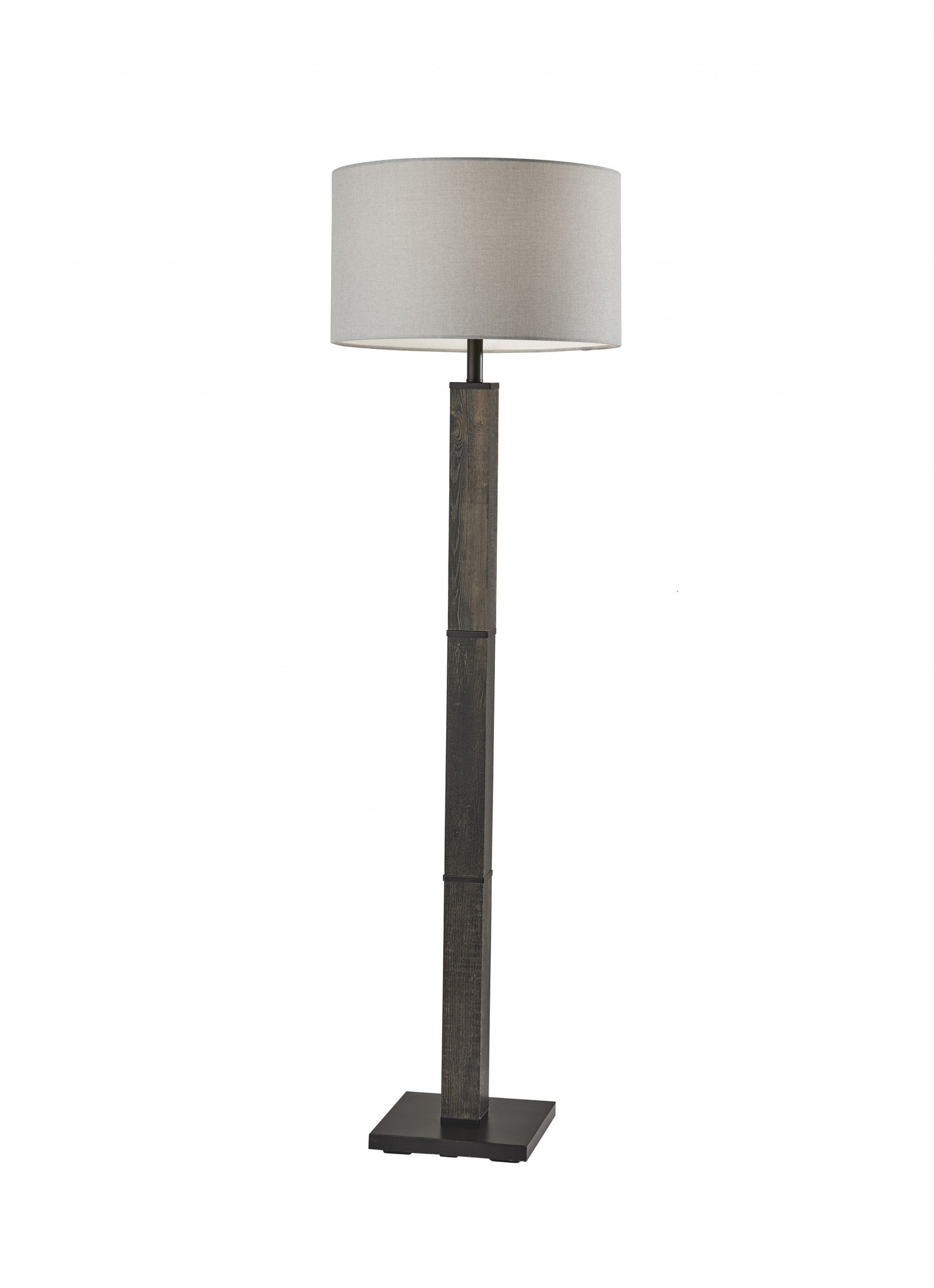 HomeRoots 62" Traditional Shaped Floor Lamp With Off-White Drum Shade and Black Finish