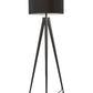 HomeRoots 62" Tripod Floor Lamp With Drum Shade in Black Finish