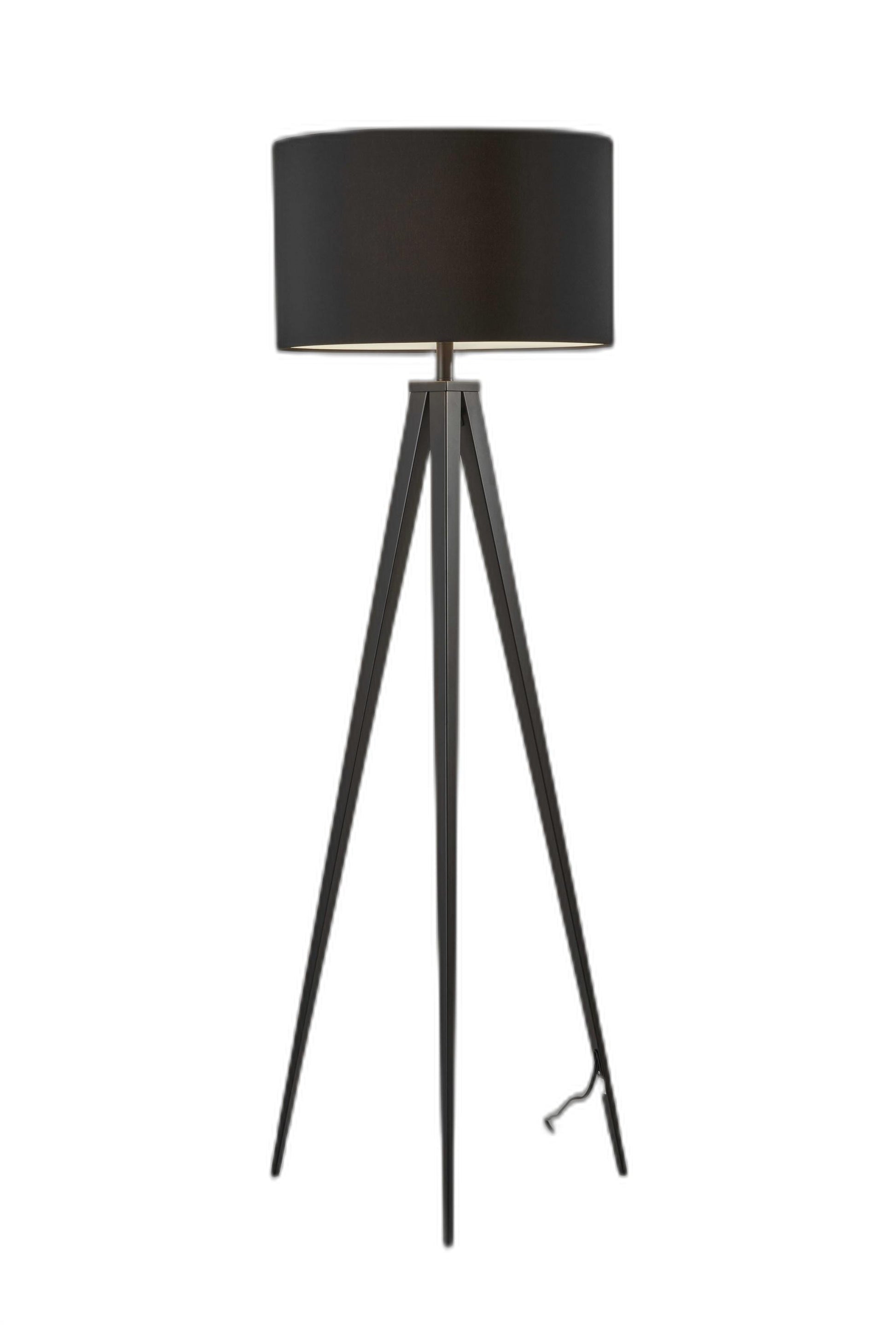 HomeRoots 62" Tripod Floor Lamp With Drum Shade in Black Finish