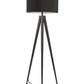 HomeRoots 62" Tripod Floor Lamp With Drum Shade in Black Finish