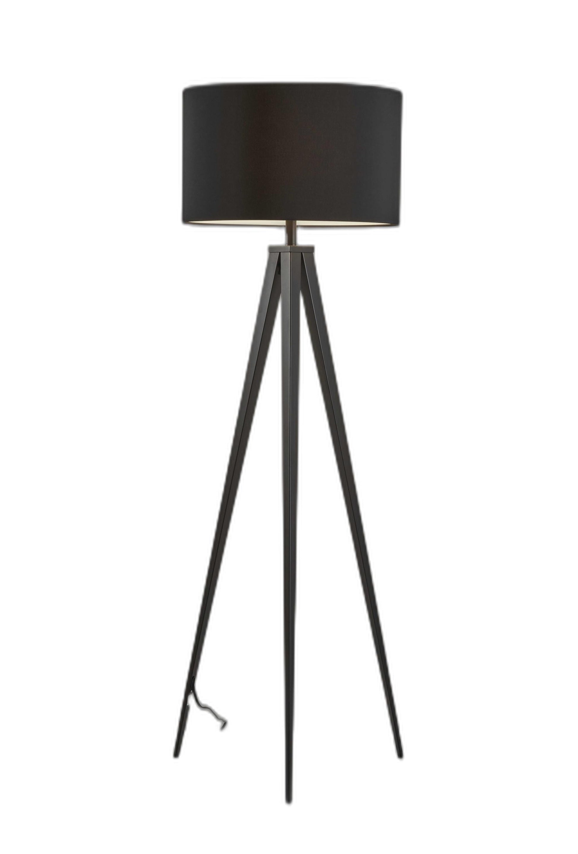 HomeRoots 62" Tripod Floor Lamp With Drum Shade in Black Finish