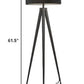 HomeRoots 62" Tripod Floor Lamp With Drum Shade in Black Finish