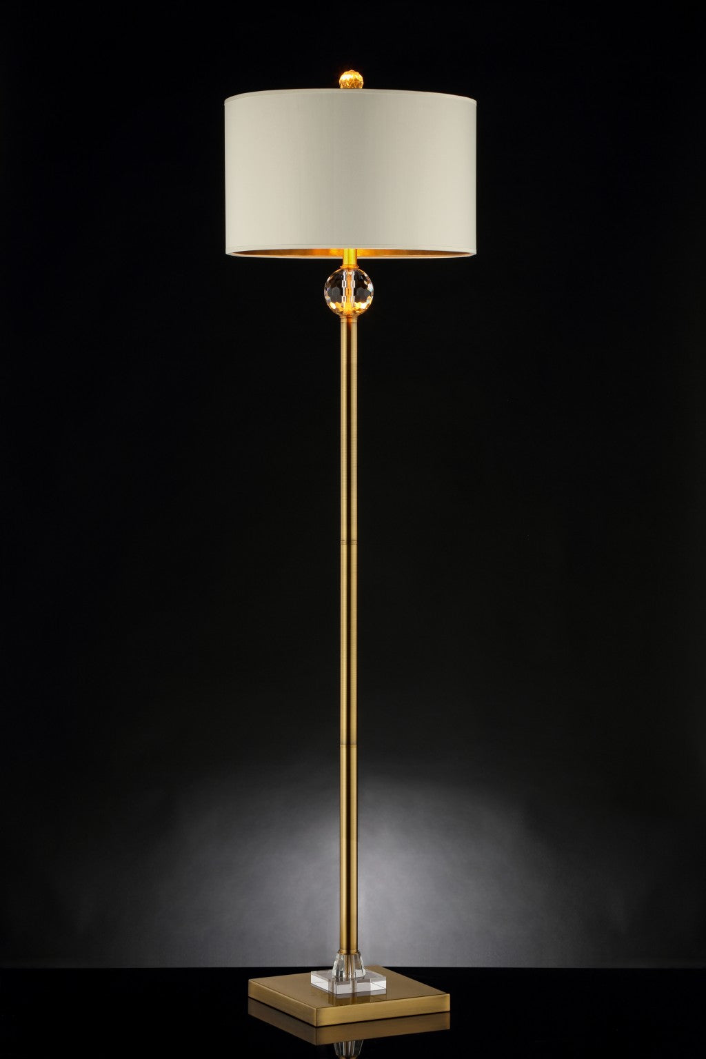 HomeRoots 63" Column Floor Lamp With Off-White Drum Shade in Gold Finish