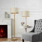 HomeRoots 63" Column Floor Lamp With Off-White Drum Shade in Gold Finish