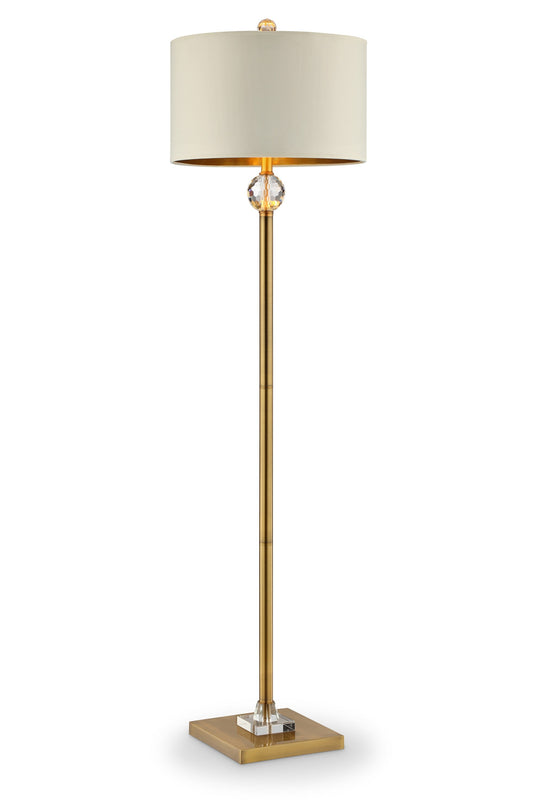 HomeRoots 63" Column Floor Lamp With Off-White Drum Shade in Gold Finish