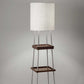 HomeRoots 63" Column Floor Lamp With White Drum Shade and Charging Station in Walnut Wood Finish