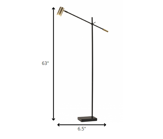 HomeRoots 63" Task Floor Lamp in Matte Black Finish