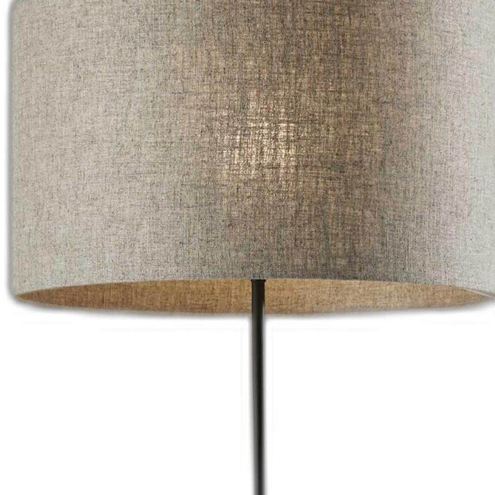 HomeRoots 63" Traditional Shaped Floor Lamp With Beige Drum Shade and Black Finish