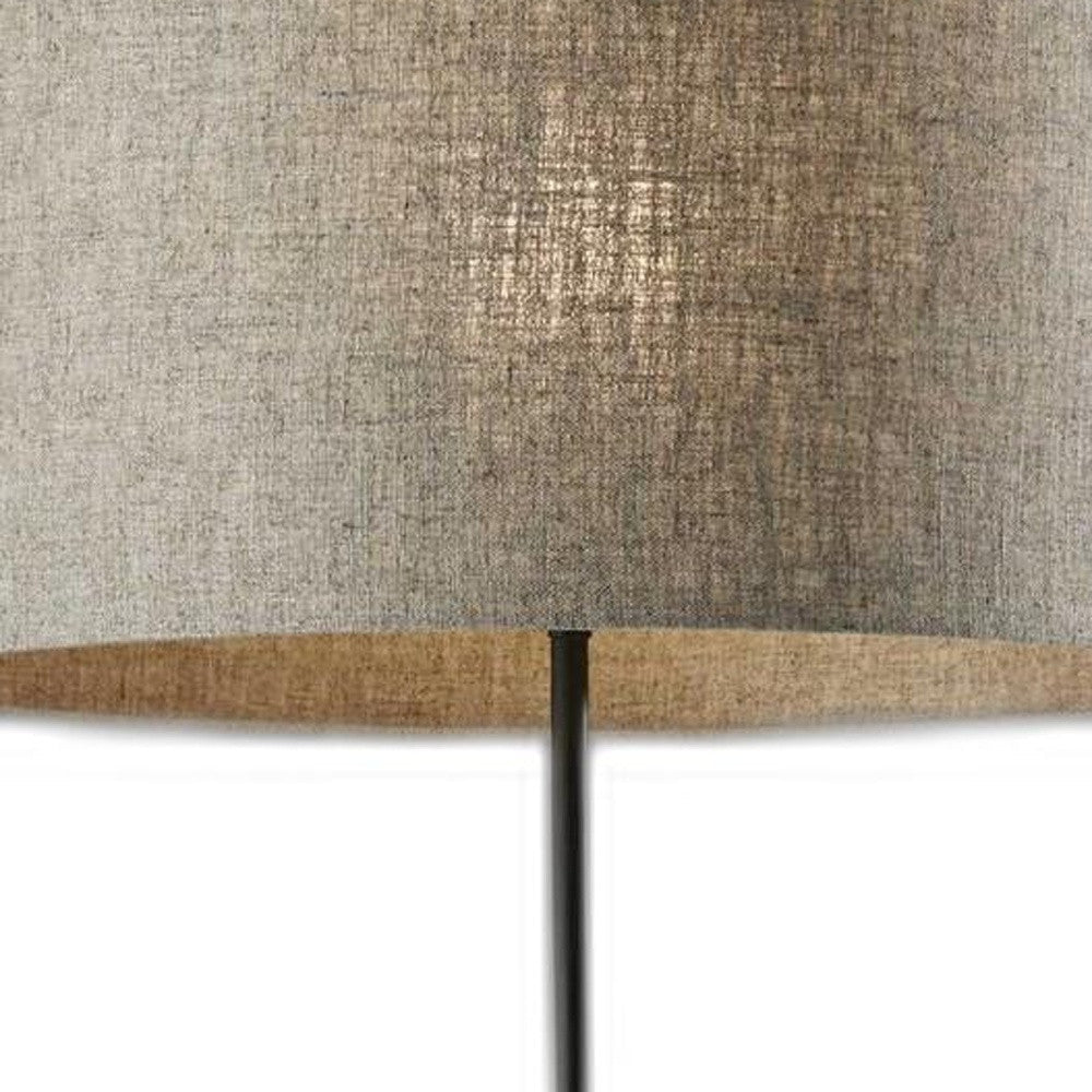 HomeRoots 63" Traditional Shaped Floor Lamp With Beige Drum Shade and Black Finish