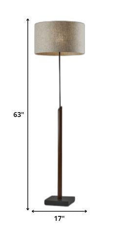 HomeRoots 63" Traditional Shaped Floor Lamp With Beige Drum Shade and Black Finish