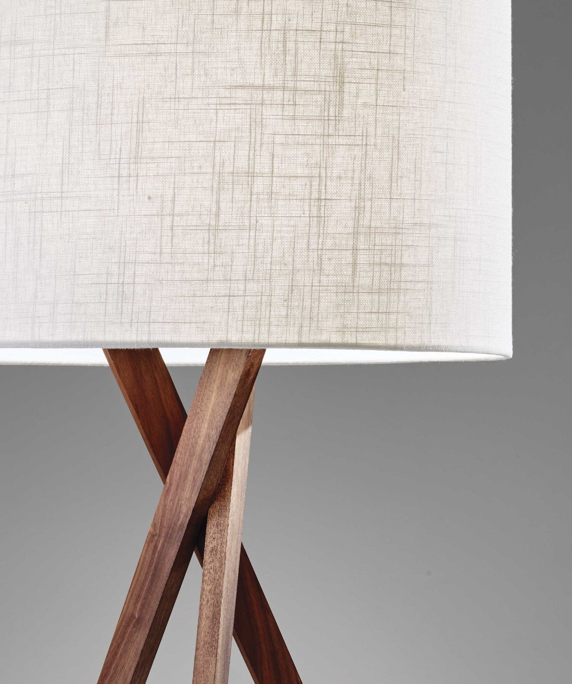 HomeRoots 63" Tripod Floor Lamp With White Drum Shade and Walnut Wood Finish