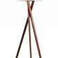 HomeRoots 63" Tripod Floor Lamp With White Drum Shade and Walnut Wood Finish