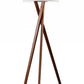 HomeRoots 63" Tripod Floor Lamp With White Drum Shade and Walnut Wood Finish