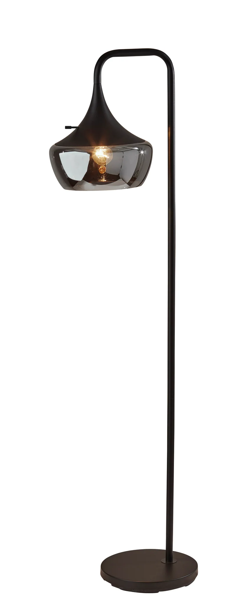 HomeRoots 64" Task Floor Lamp With Bowl Shade in Black Finish