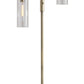 HomeRoots 64" Two Light Novelty Floor Lamp With Clear Drum Shade and Antique Brass Finish