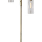 HomeRoots 64" Two Light Novelty Floor Lamp With Clear Drum Shade and Antique Brass Finish