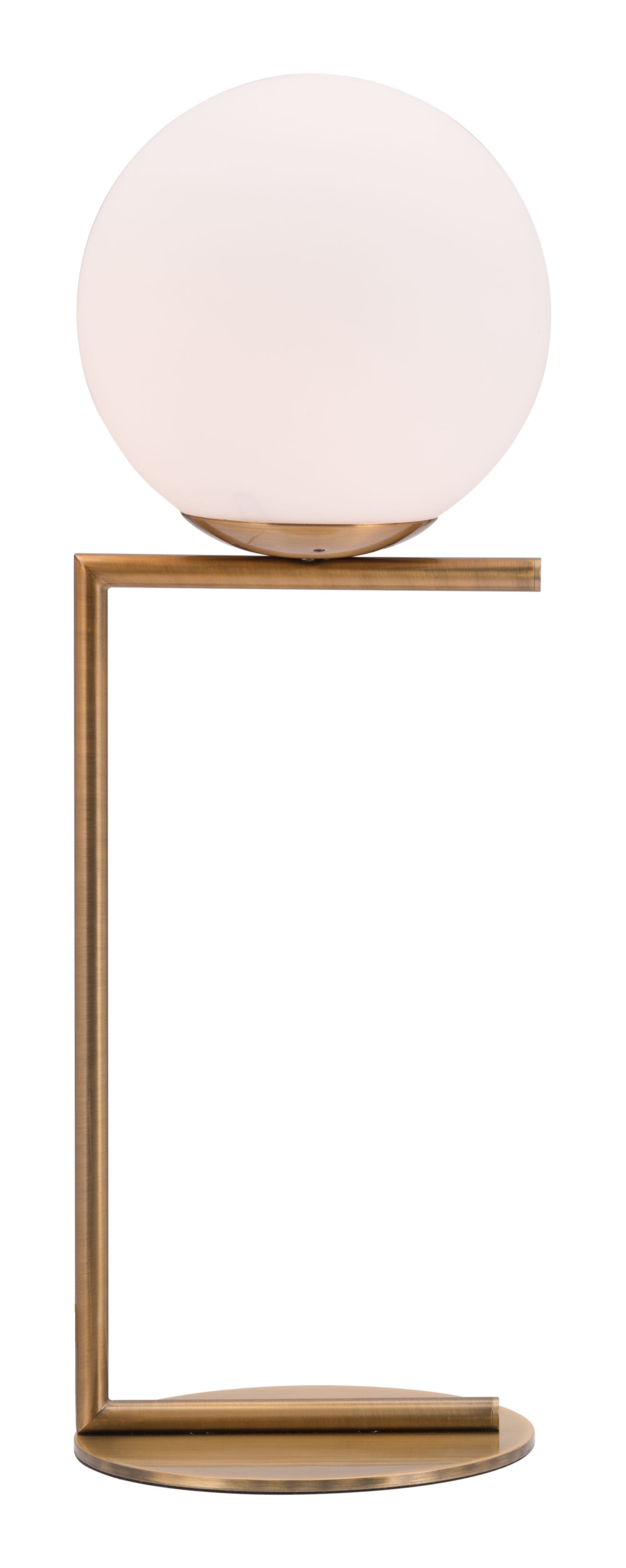 HomeRoots 65" Brass Metal Bedside Table Lamp With Off White Globe Shade