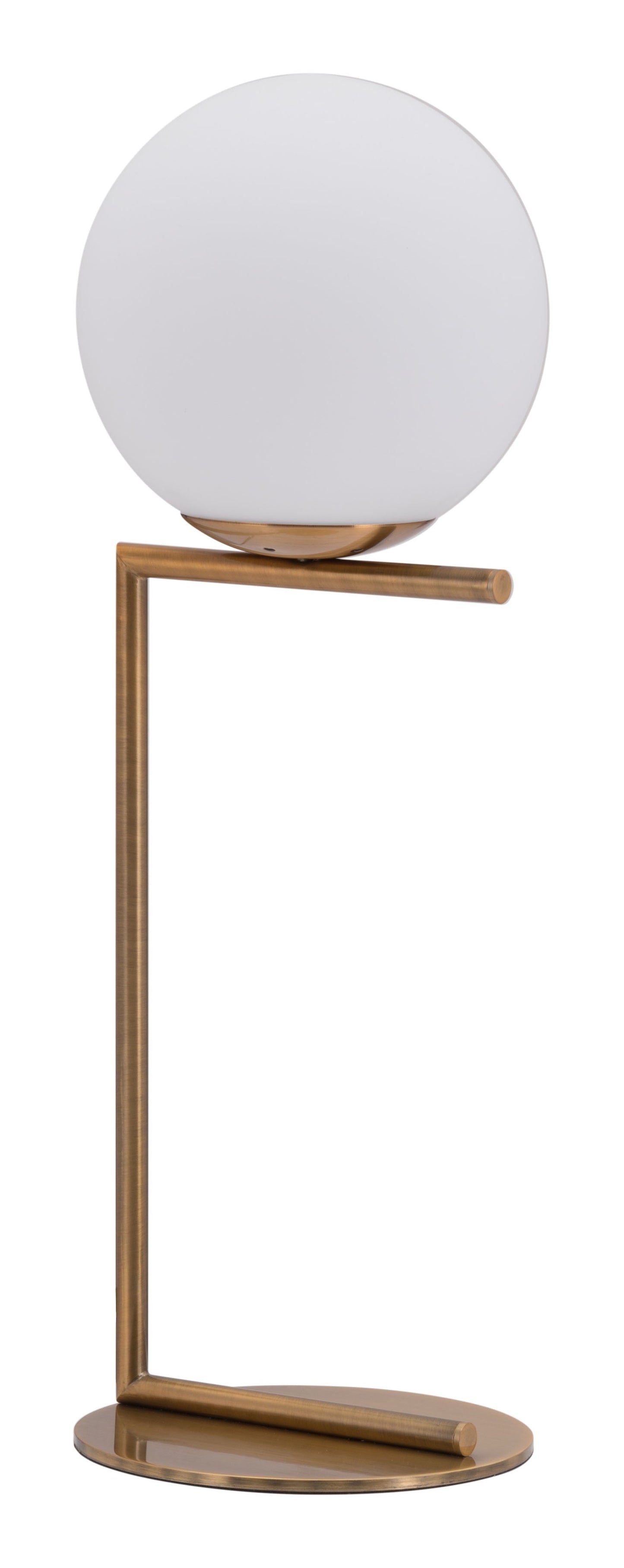 HomeRoots 65" Brass Metal Bedside Table Lamp With Off White Globe Shade
