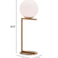 HomeRoots 65" Brass Metal Bedside Table Lamp With Off White Globe Shade