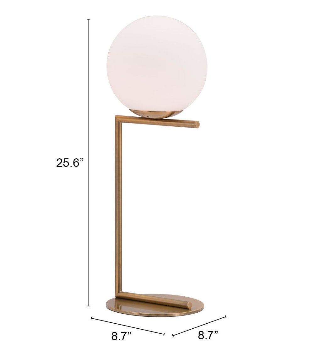HomeRoots 65" Brass Metal Bedside Table Lamp With Off White Globe Shade