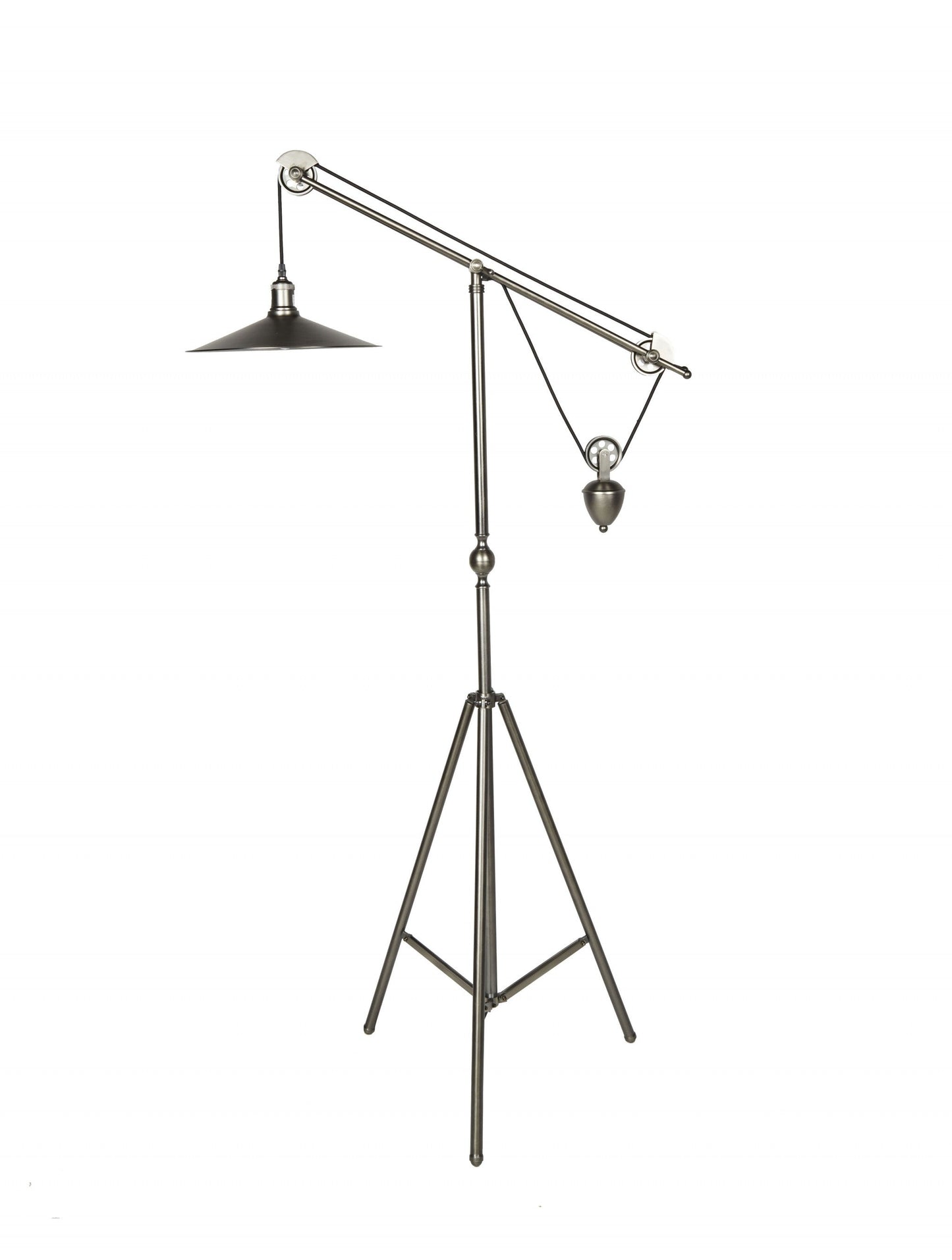 HomeRoots 65" Novelty Floor Lamp With Silver Cone Shade and Brass Finish