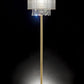 HomeRoots 65" Novelty Floor Lamp With White Drum Shade in Gold Finish
