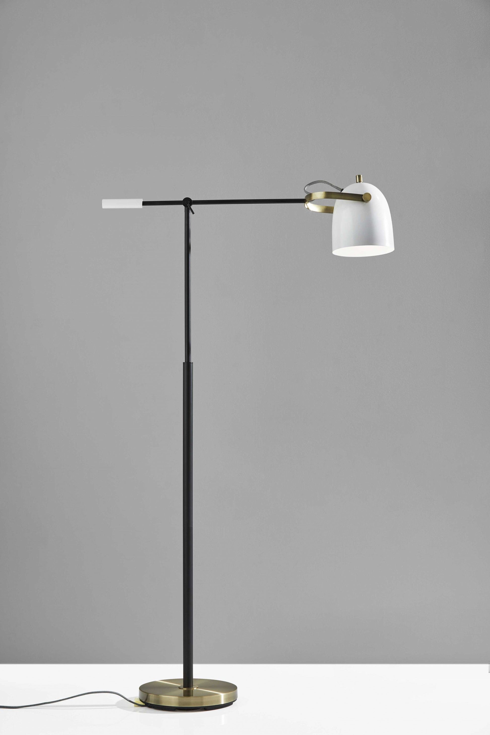 HomeRoots 65" Task Floor Lamp With White Bowl Shade and Gold Finish