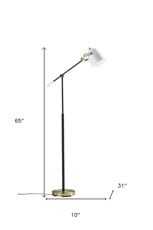 HomeRoots 65" Task Floor Lamp With White Bowl Shade and Gold Finish