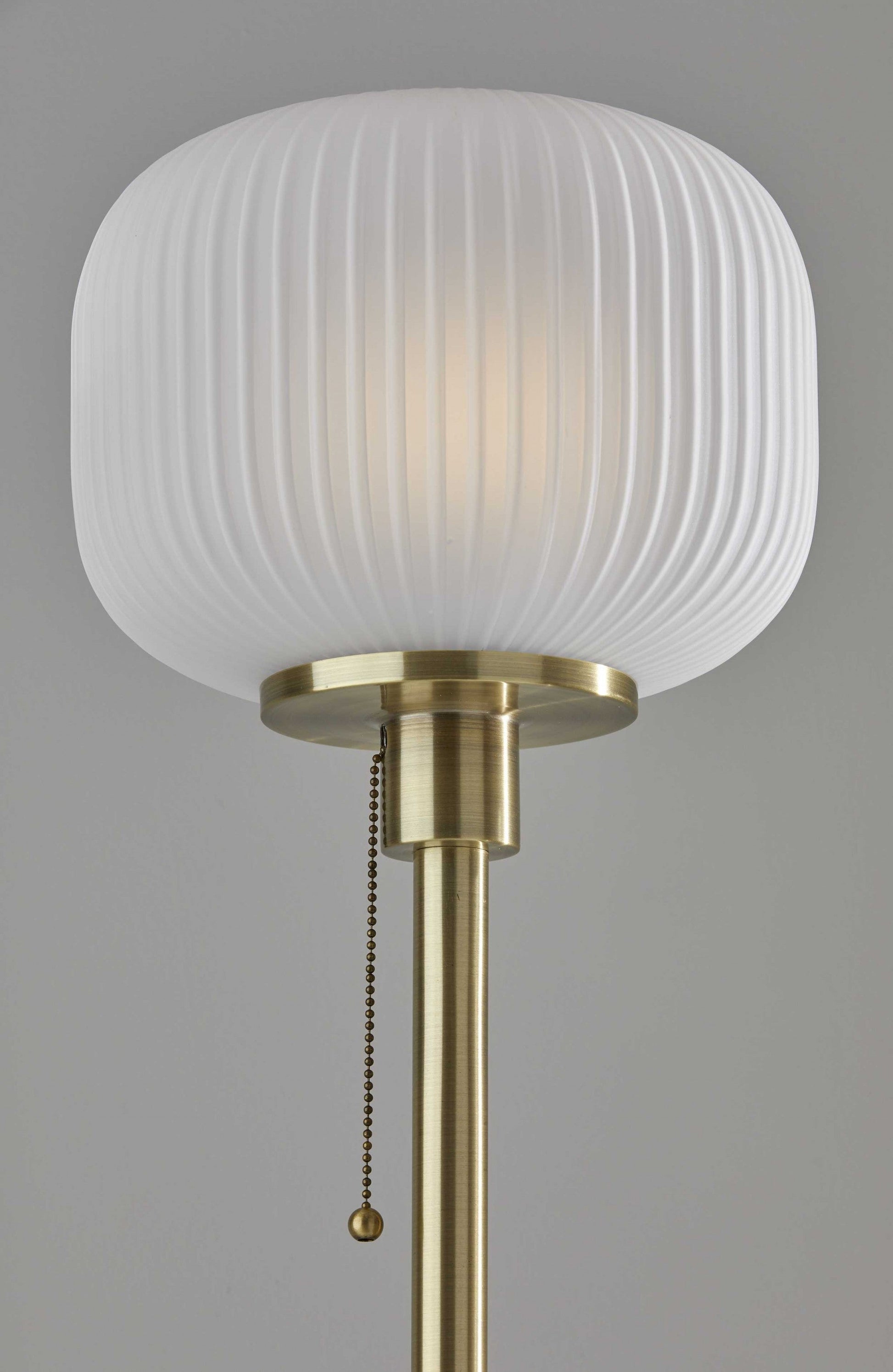 HomeRoots 65" Torchiere Floor Lamp With White Globe Shade in Antique Brass Finish