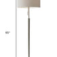 HomeRoots 65" Traditional Shaped Floor Lamp With Off-White Drum Shade in Brushed Silver Finish