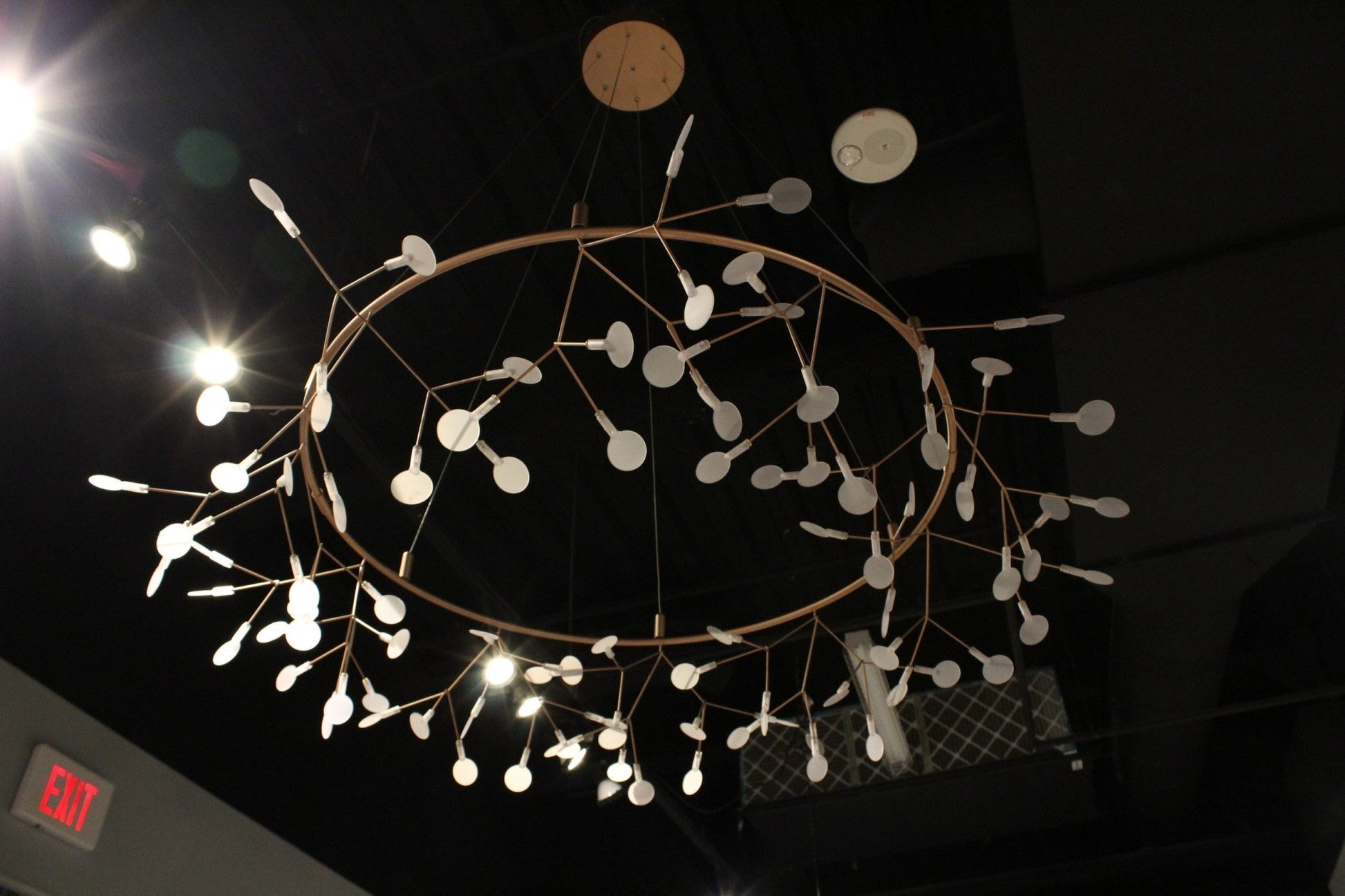 HomeRoots 65" x 65" x 77" Pendant Lamp in Stainless Steel Finish