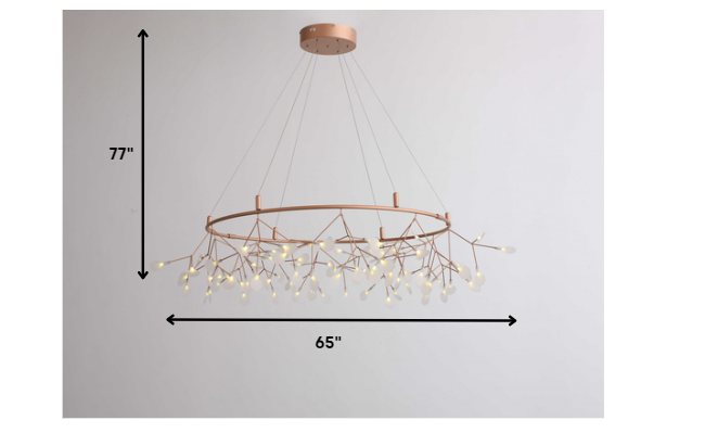 HomeRoots 65" x 65" x 77" Pendant Lamp in Stainless Steel Finish