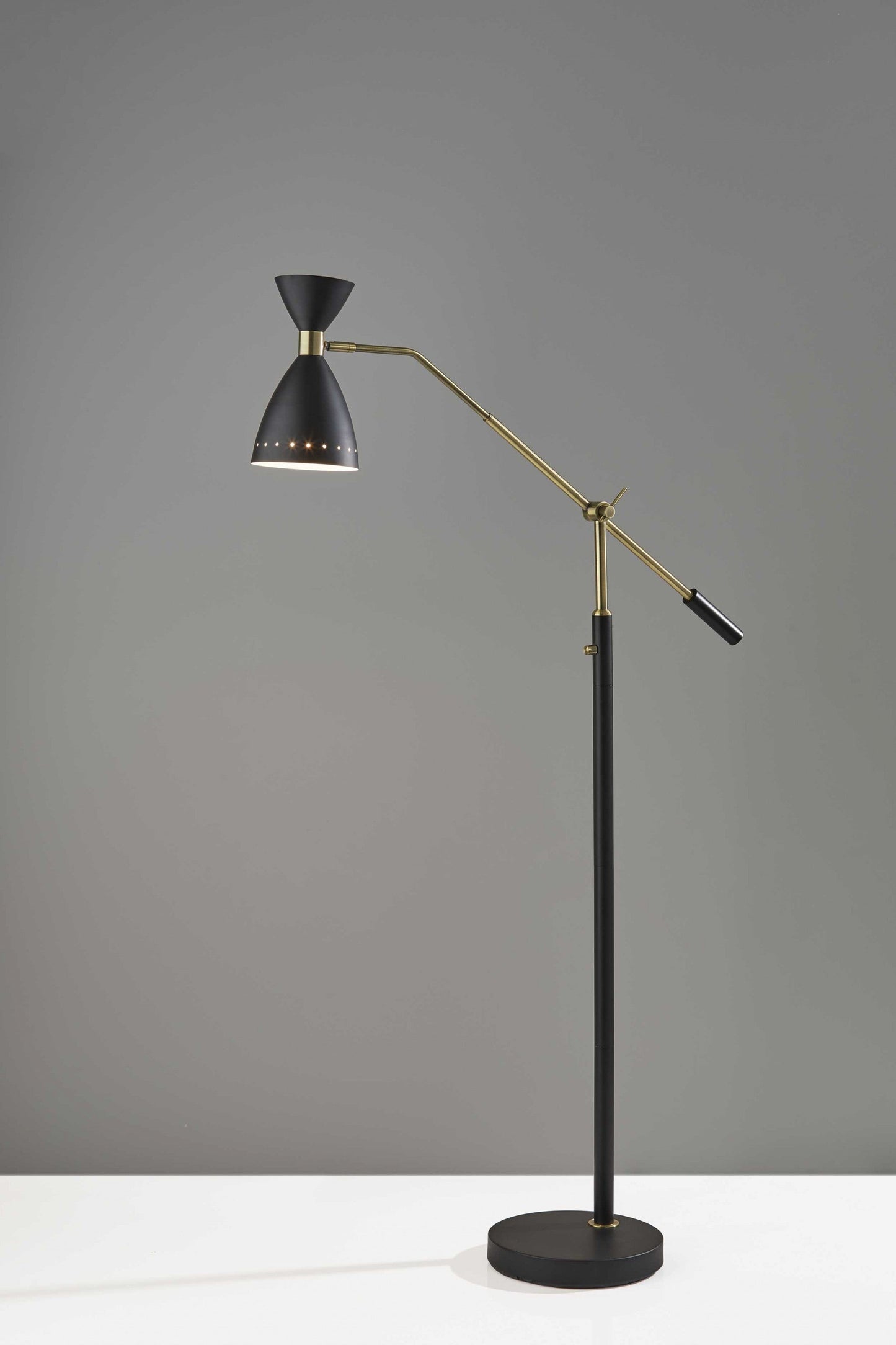 HomeRoots 66" Task Floor Lamp With Cone Shade in Black Finish