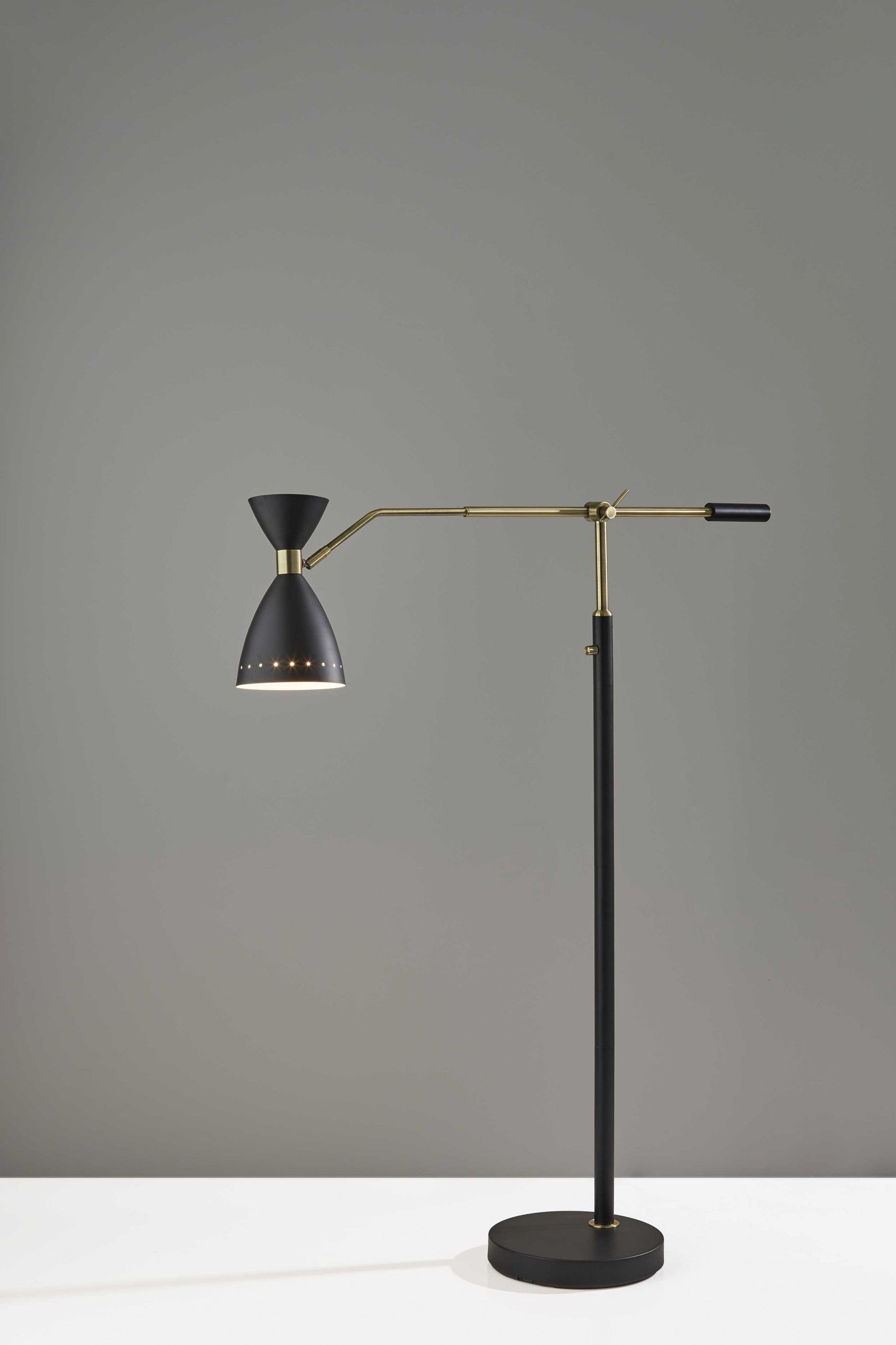 HomeRoots 66" Task Floor Lamp With Cone Shade in Black Finish