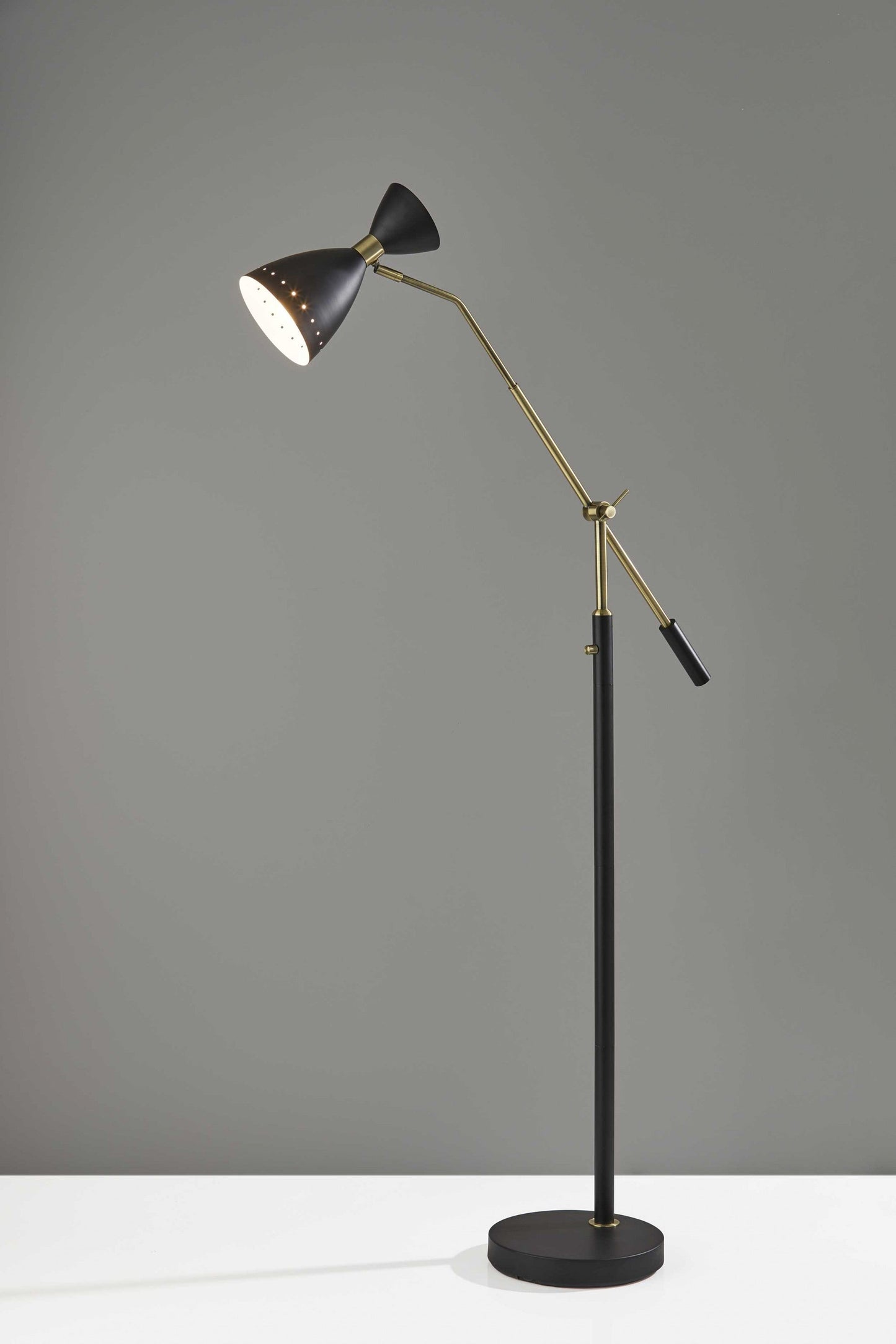 HomeRoots 66" Task Floor Lamp With Cone Shade in Black Finish